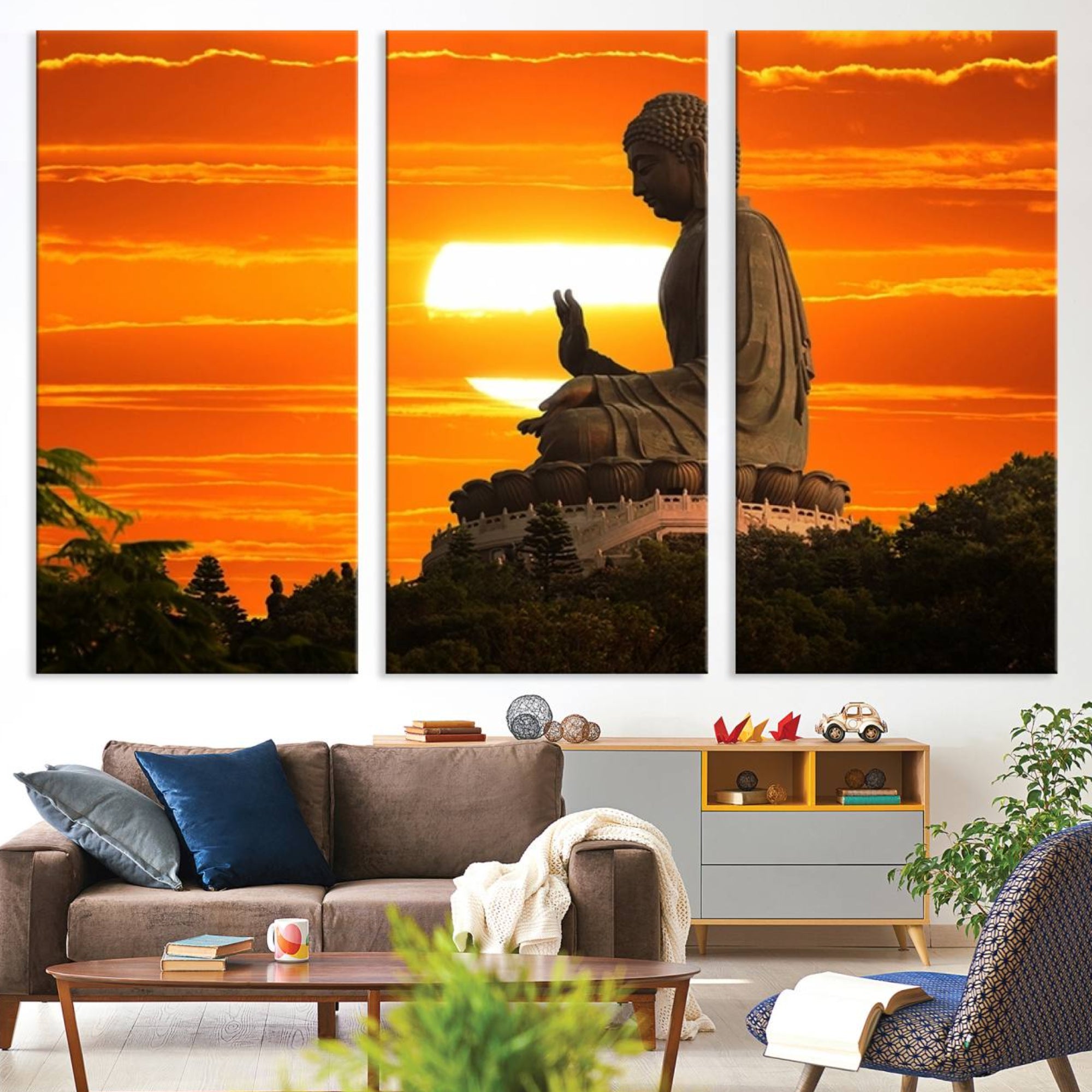 90122-MGV-CV-36X24-Buddha Statue at Sunset Canvas Print