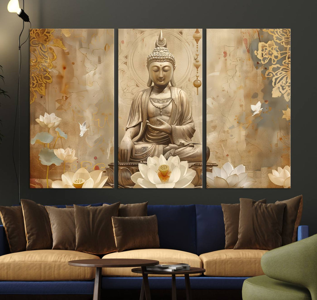 Buddha Wall Art Canvas Print, Buddha Meditation Room Decor, Yoga Room Wall Decor