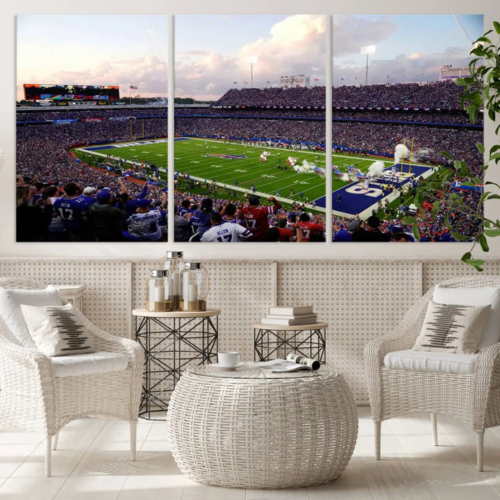 Buffalo Bills Football Team Print featuring Buffalo Highmark Stadium on canvas.