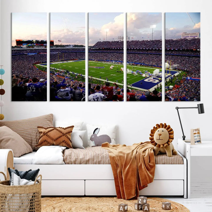 Buffalo Bills Football Team Print featuring Buffalo Highmark Stadium on canvas.