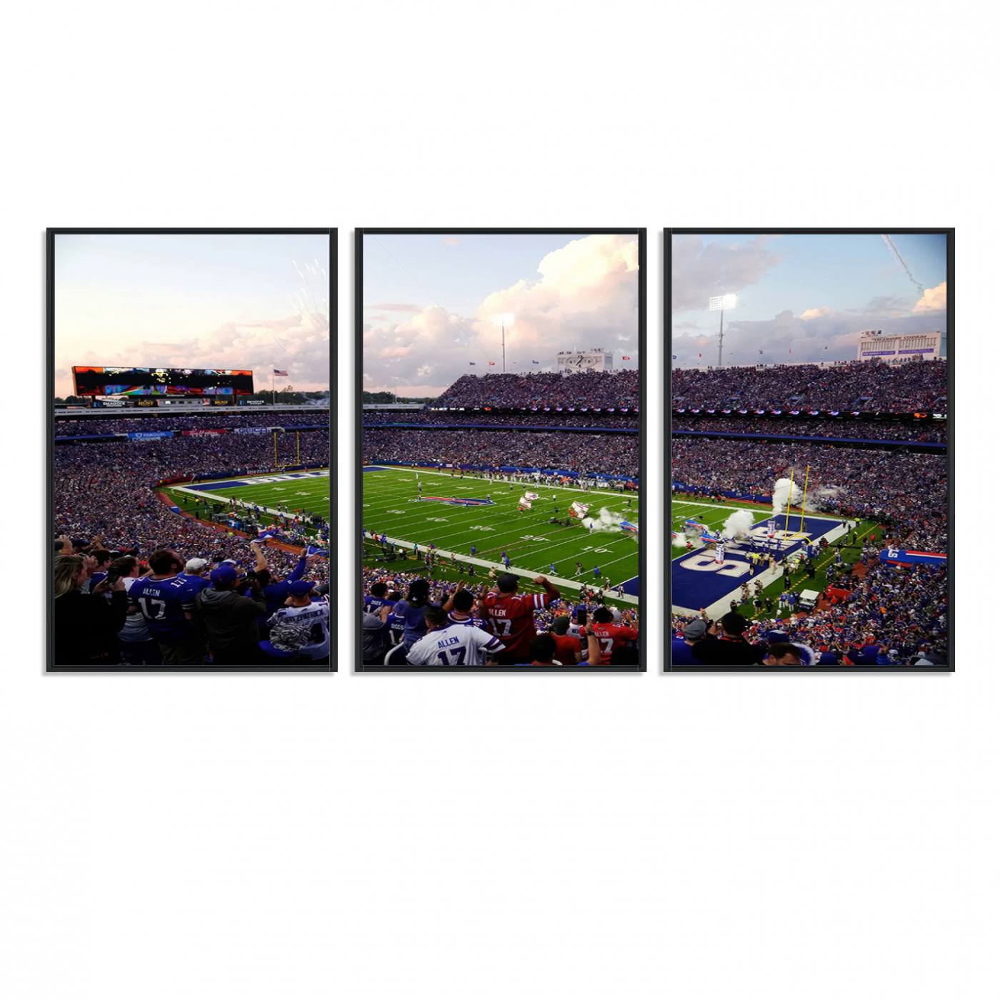 64066-MGV-FC-60X30-3P_Black-Buffalo Bills Football Team Print - Buffalo Highmark Stadium Wall Art Canvas Print