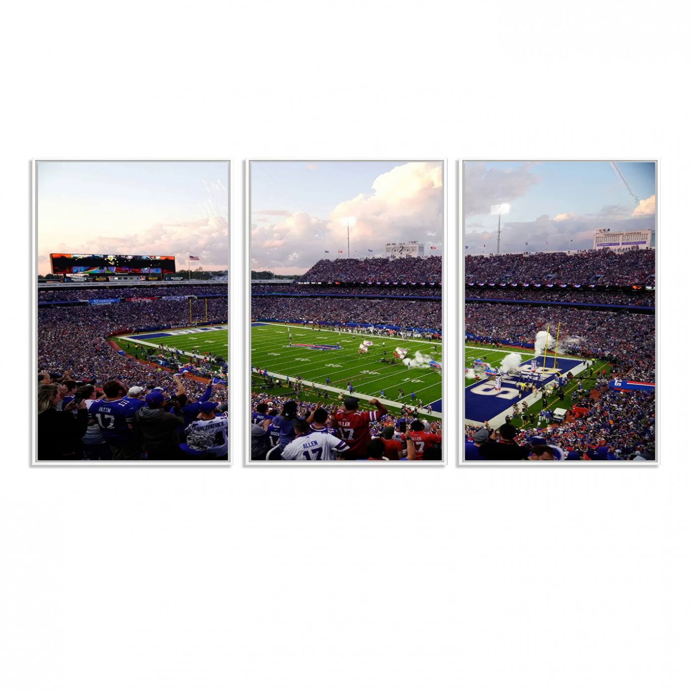 64066-MGV-FC-60X30-3P_White-Buffalo Bills Football Team Print - Buffalo Highmark Stadium Wall Art Canvas Print
