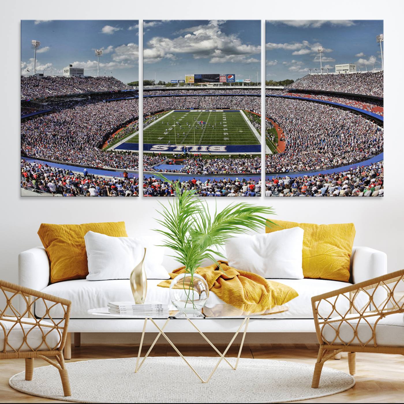 Buffalo Bills Highmark Stadium Wall Art Canvas Print - Bills Stadium Game Day Triple Canvas Wall Art - Buffalo Bills NFL Match