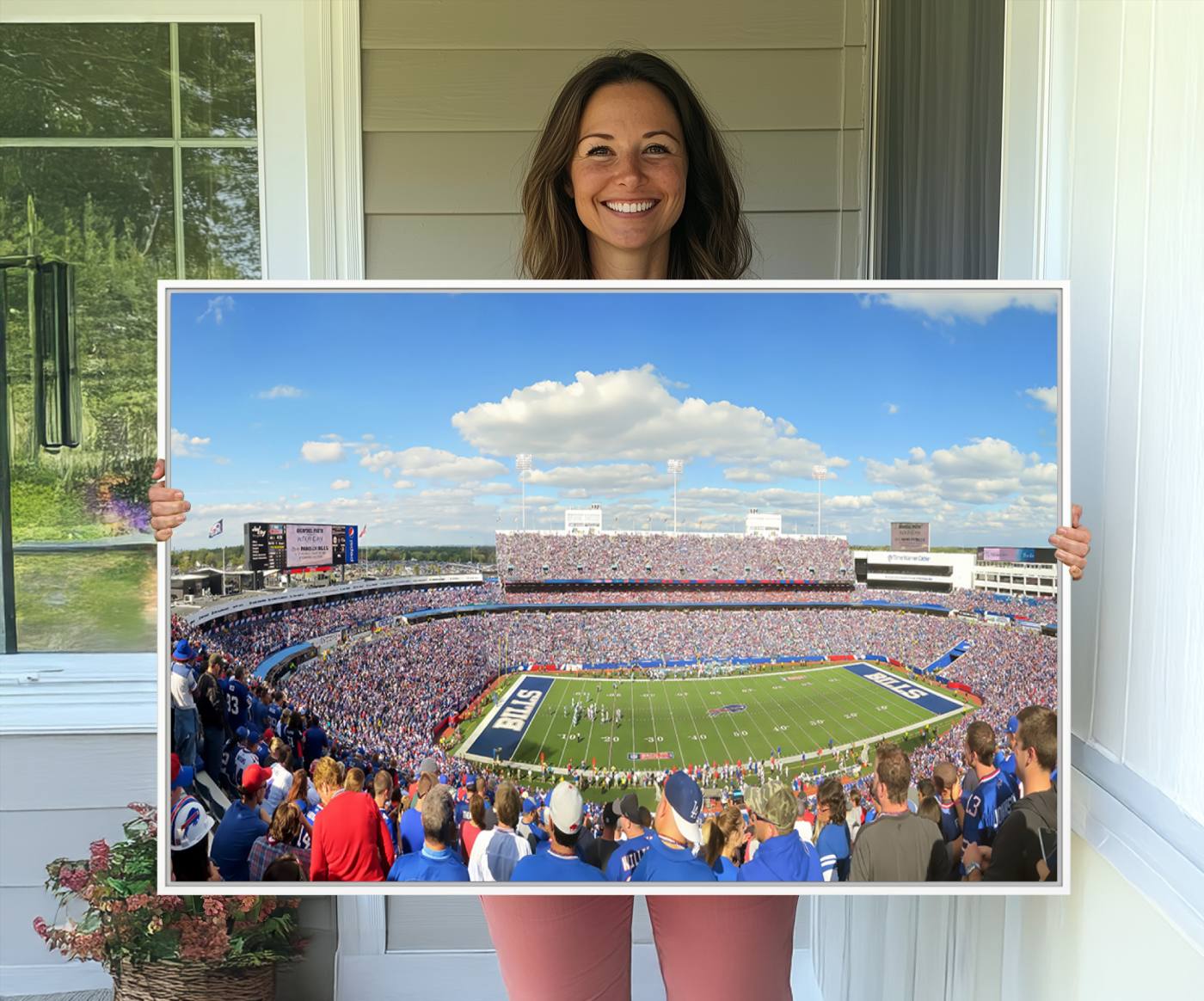 35302-MGV-CV-36X24-Buffalo Bills NFL Football Team Print - Buffalo Highmark Stadium Wall Art Canvas Print