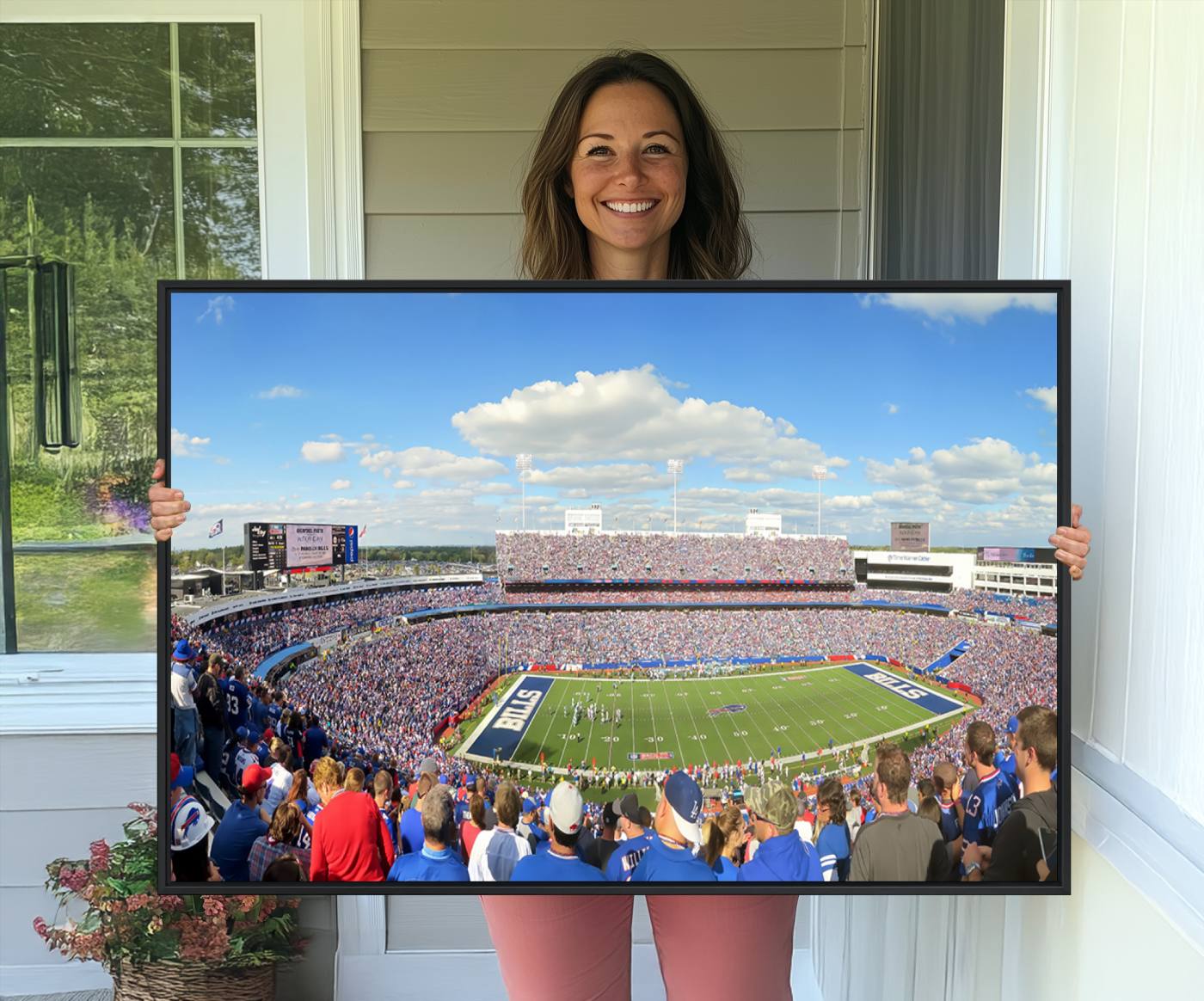 35302-MGV-CV-36X24-Buffalo Bills NFL Football Team Print - Buffalo Highmark Stadium Wall Art Canvas Print