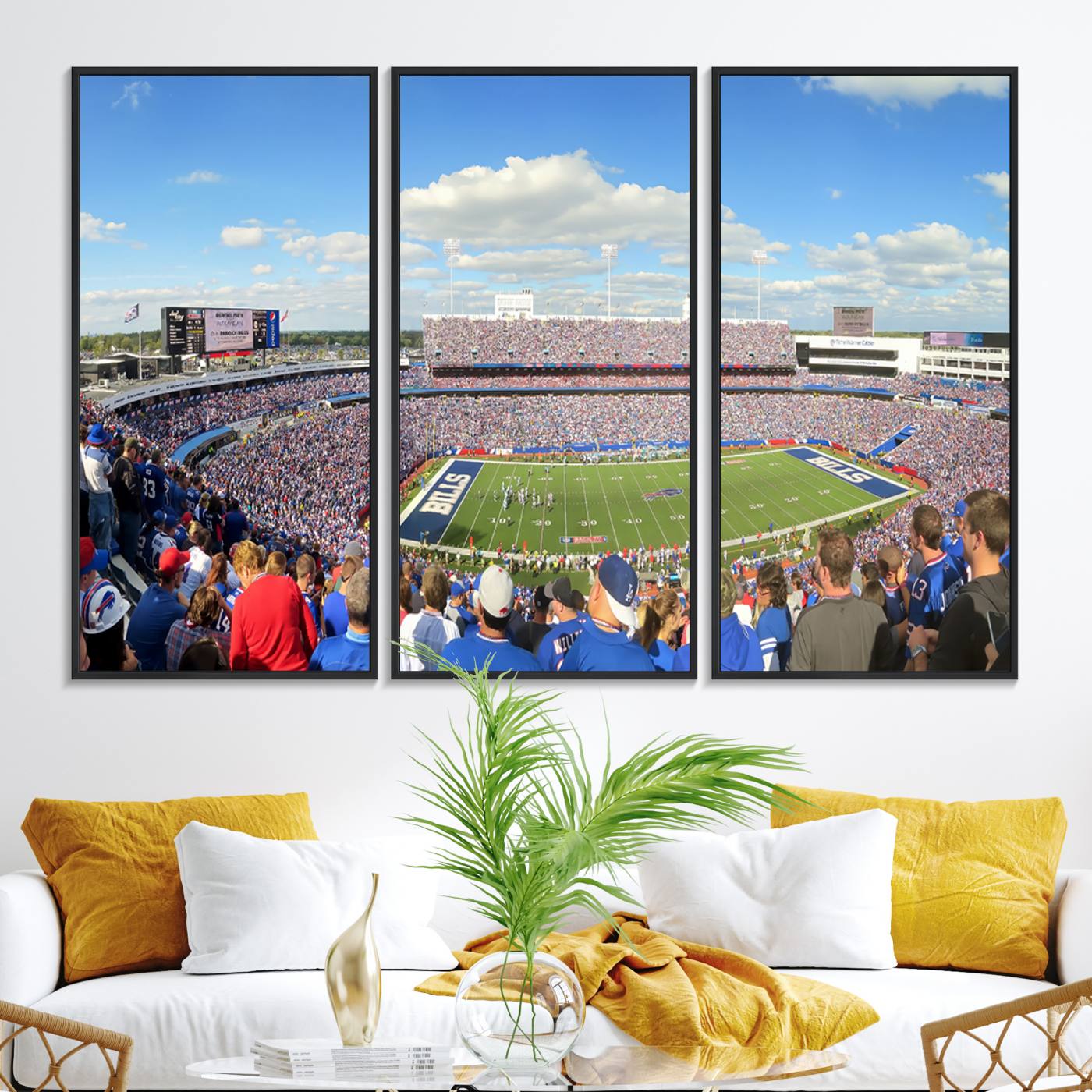 35302-MGV-FC-48X32-3P_Black-Buffalo Bills NFL Football Team Print - Buffalo Highmark Stadium Wall Art Canvas Print