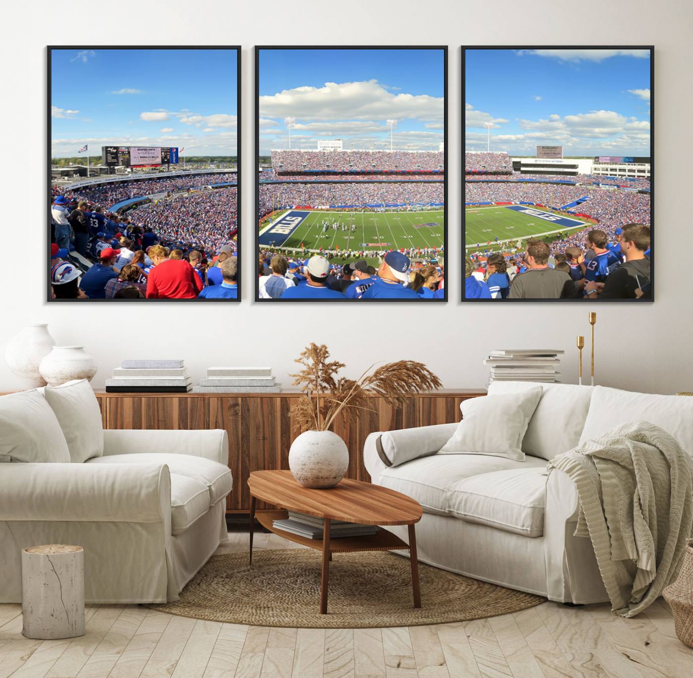 35302-MGV-FC-60X30-3P_Black-Buffalo Bills NFL Football Team Print - Buffalo Highmark Stadium Wall Art Canvas Print