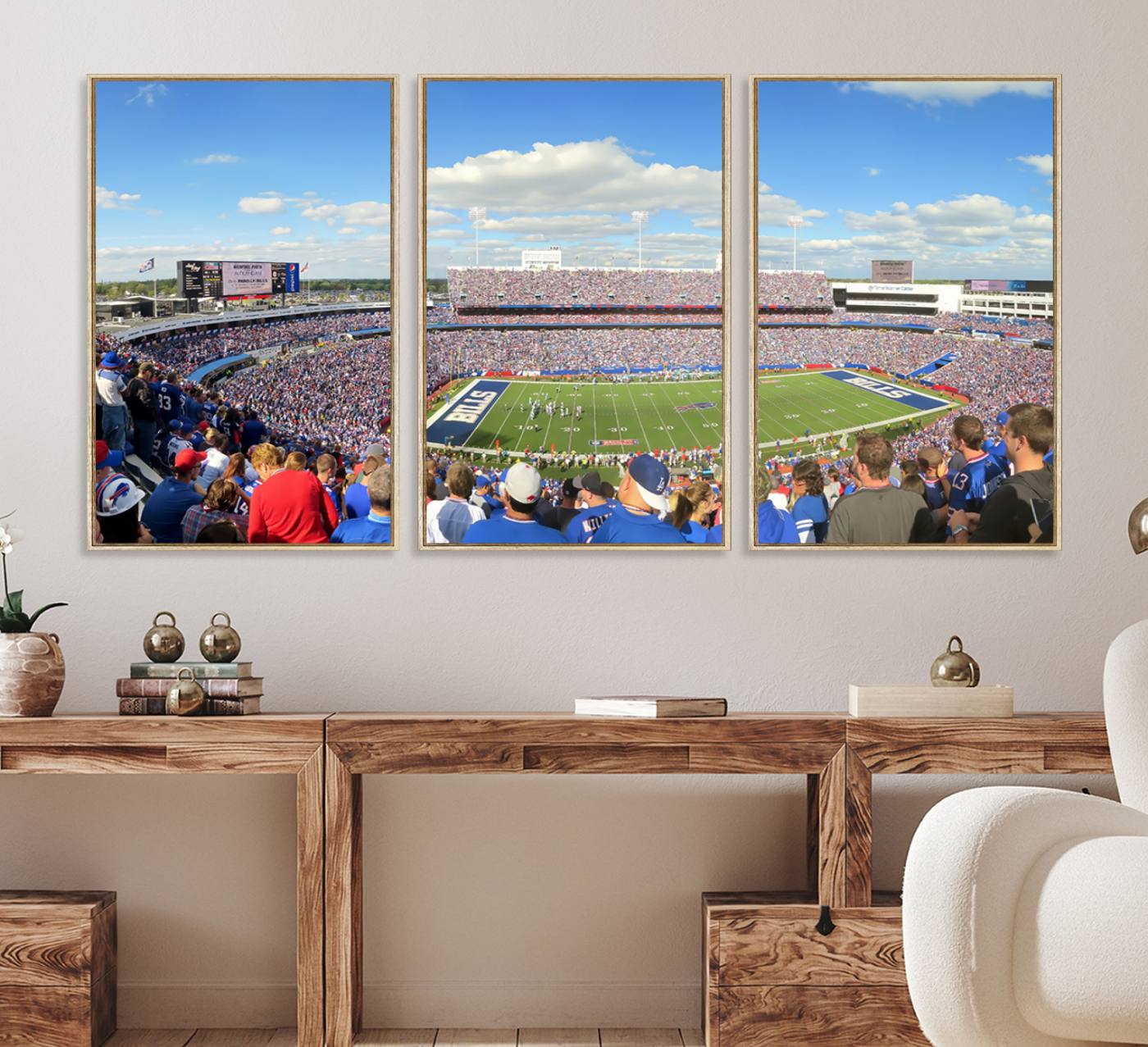 35302-MGV-FC-60X30-3P_Natural-Buffalo Bills NFL Football Team Print - Buffalo Highmark Stadium Wall Art Canvas Print