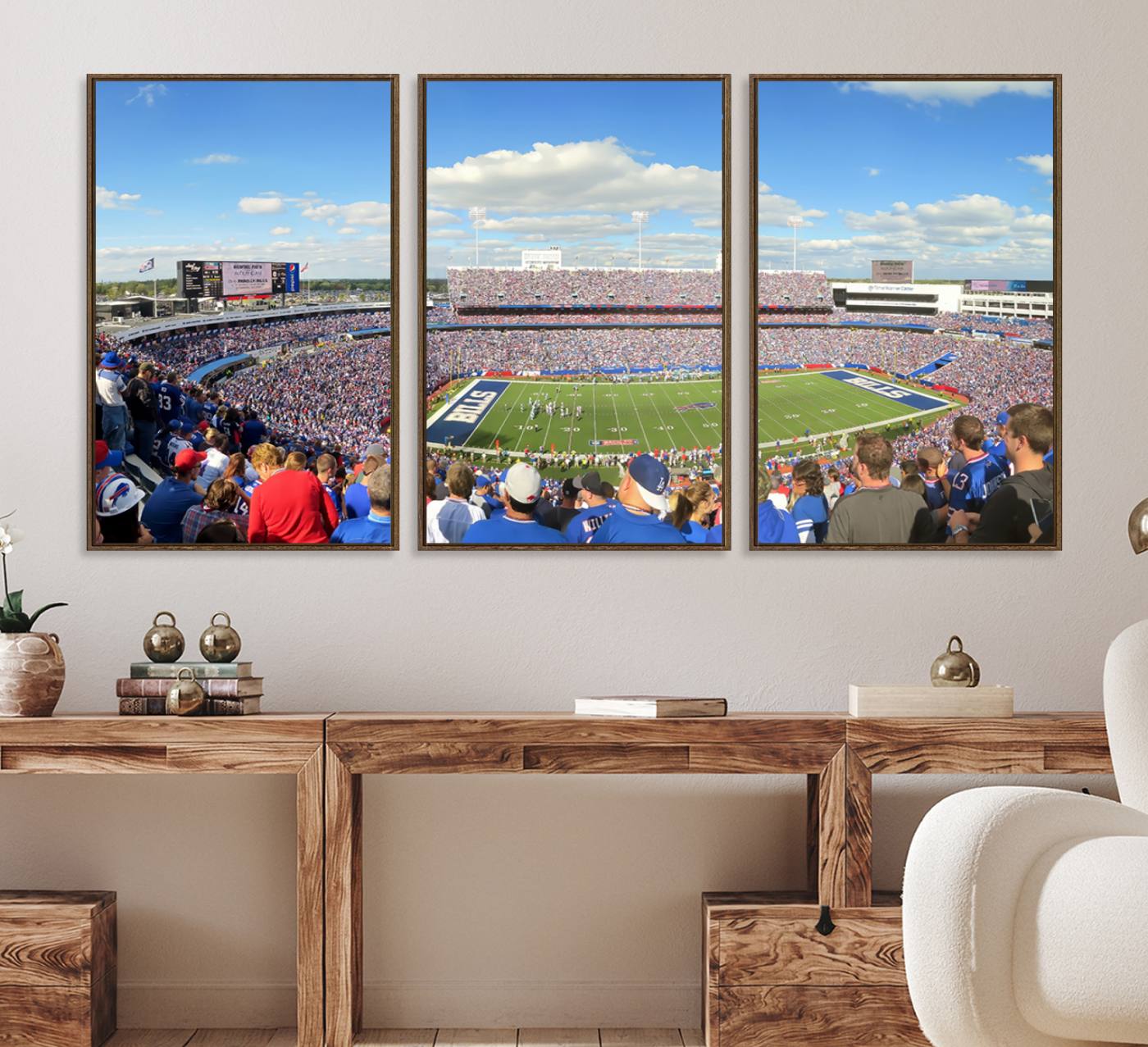 35302-MGV-FC-60X30-3P_Walnut-Buffalo Bills NFL Football Team Print - Buffalo Highmark Stadium Wall Art Canvas Print