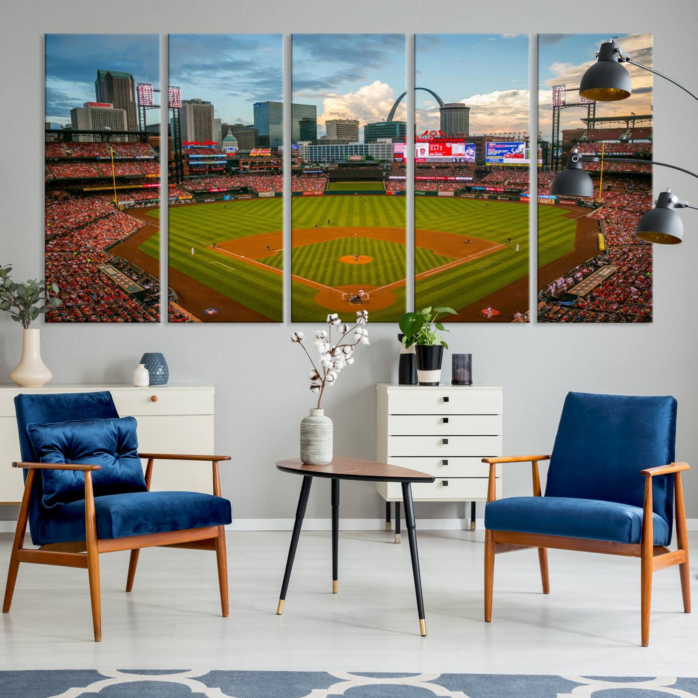 Busch Stadium Wall Art Print | St. Louis Cardinals Baseball Stadium Canvas Print | Framed Sports Decor for Living Room, Man Cave Decor