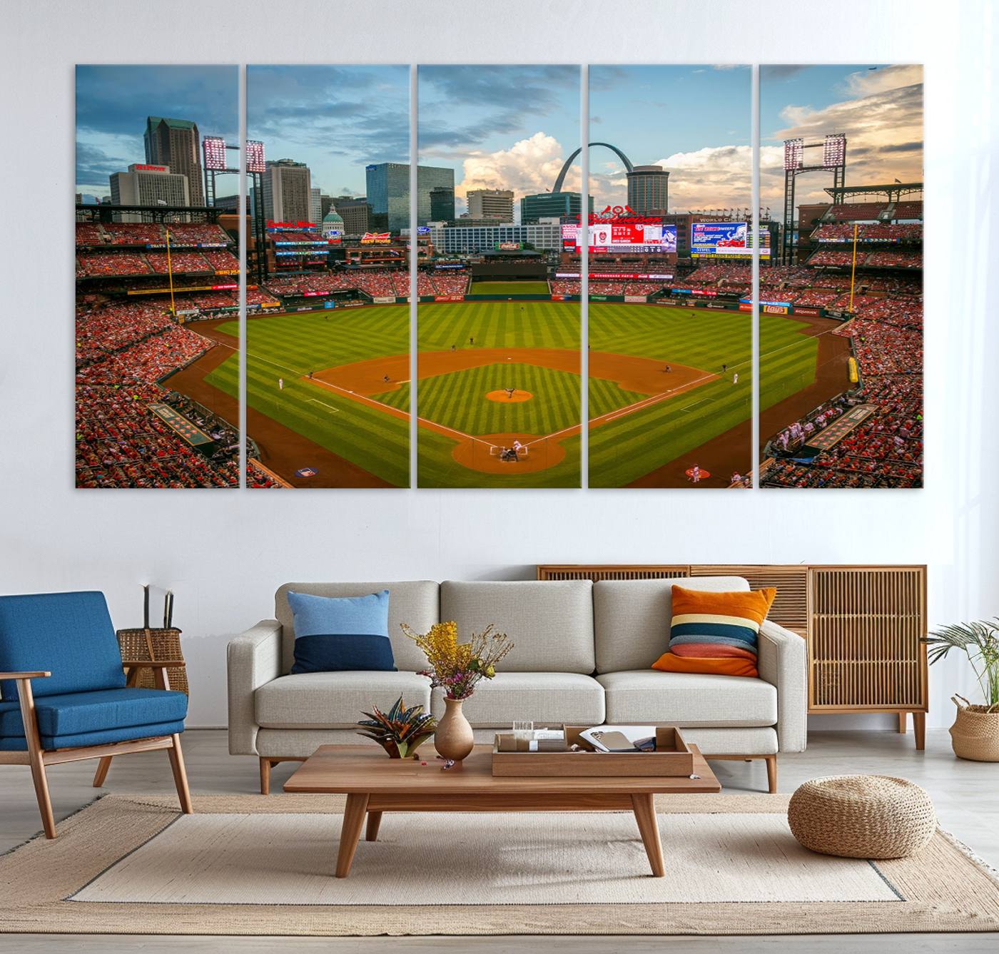 Busch Stadium Wall Art Print | St. Louis Cardinals Baseball Stadium Canvas Print | Framed Sports Decor for Living Room, Man Cave Decor