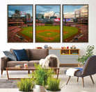 91908-MGV-CV-36X24-Busch Stadium Wall Art Print | St. Louis Cardinals Baseball Stadium Canvas Print | Framed Sports Decor for Living Room, Man Cave Decor
