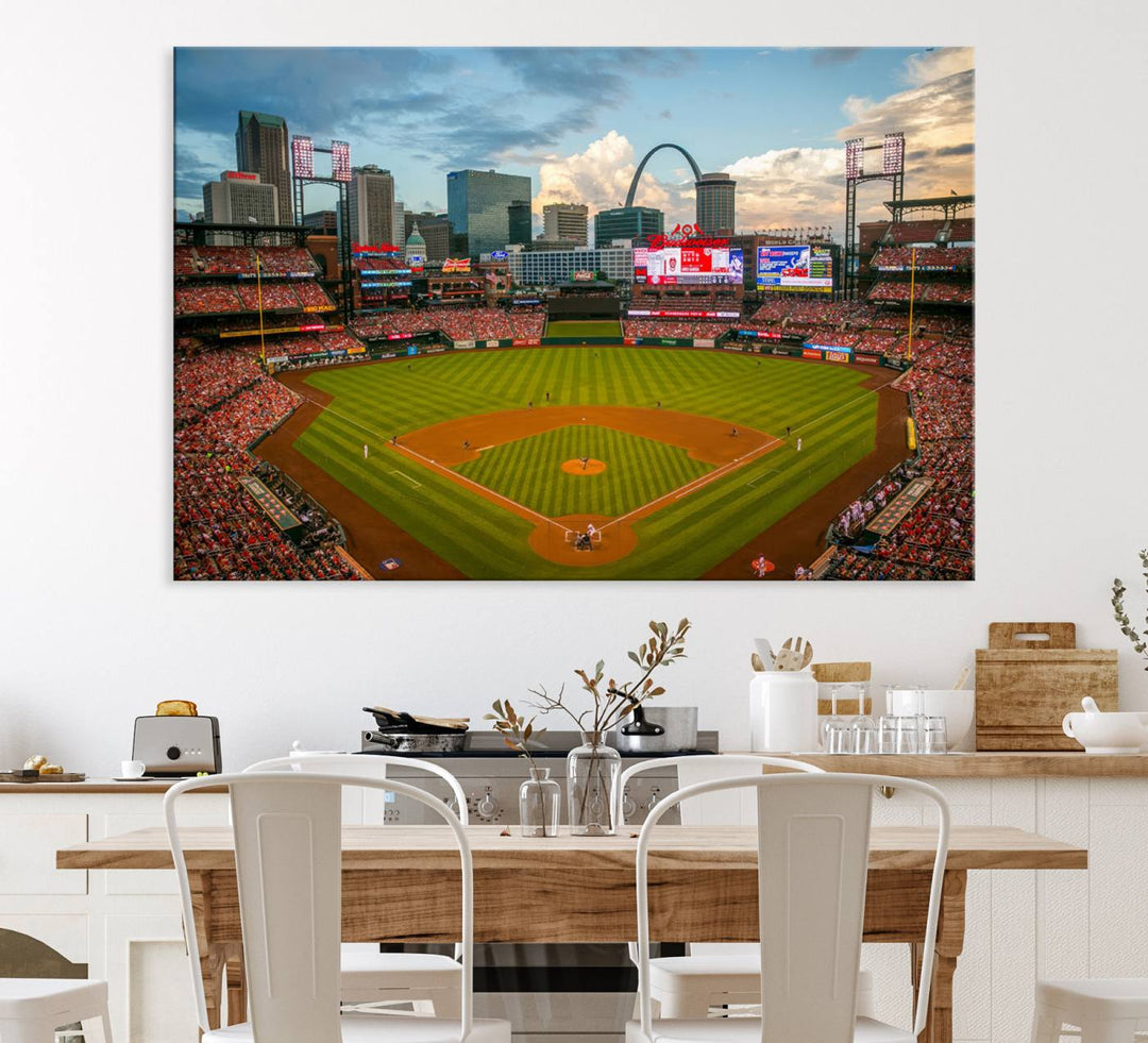 Busch Stadium Wall Art Print | St. Louis Cardinals Baseball Stadium Canvas Print | Framed Sports Decor for Living Room, Man Cave Decor