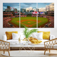 Busch Stadium Wall Art Print | St. Louis Cardinals Baseball Stadium Canvas Print | Framed Sports Decor for Living Room, Man Cave Decor