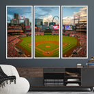 91908-MGV-FC-48X32-3P_White-Busch Stadium Wall Art Print | St. Louis Cardinals Baseball Stadium Canvas Print | Framed Sports Decor for Living Room, Man Cave Decor