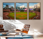 91908-MGV-FC-60X30-3P_Walnut-Busch Stadium Wall Art Print | St. Louis Cardinals Baseball Stadium Canvas Print | Framed Sports Decor for Living Room, Man Cave Decor