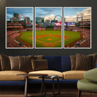 91908-MGV-FC-60X30-3P_White-Busch Stadium Wall Art Print | St. Louis Cardinals Baseball Stadium Canvas Print | Framed Sports Decor for Living Room, Man Cave Decor