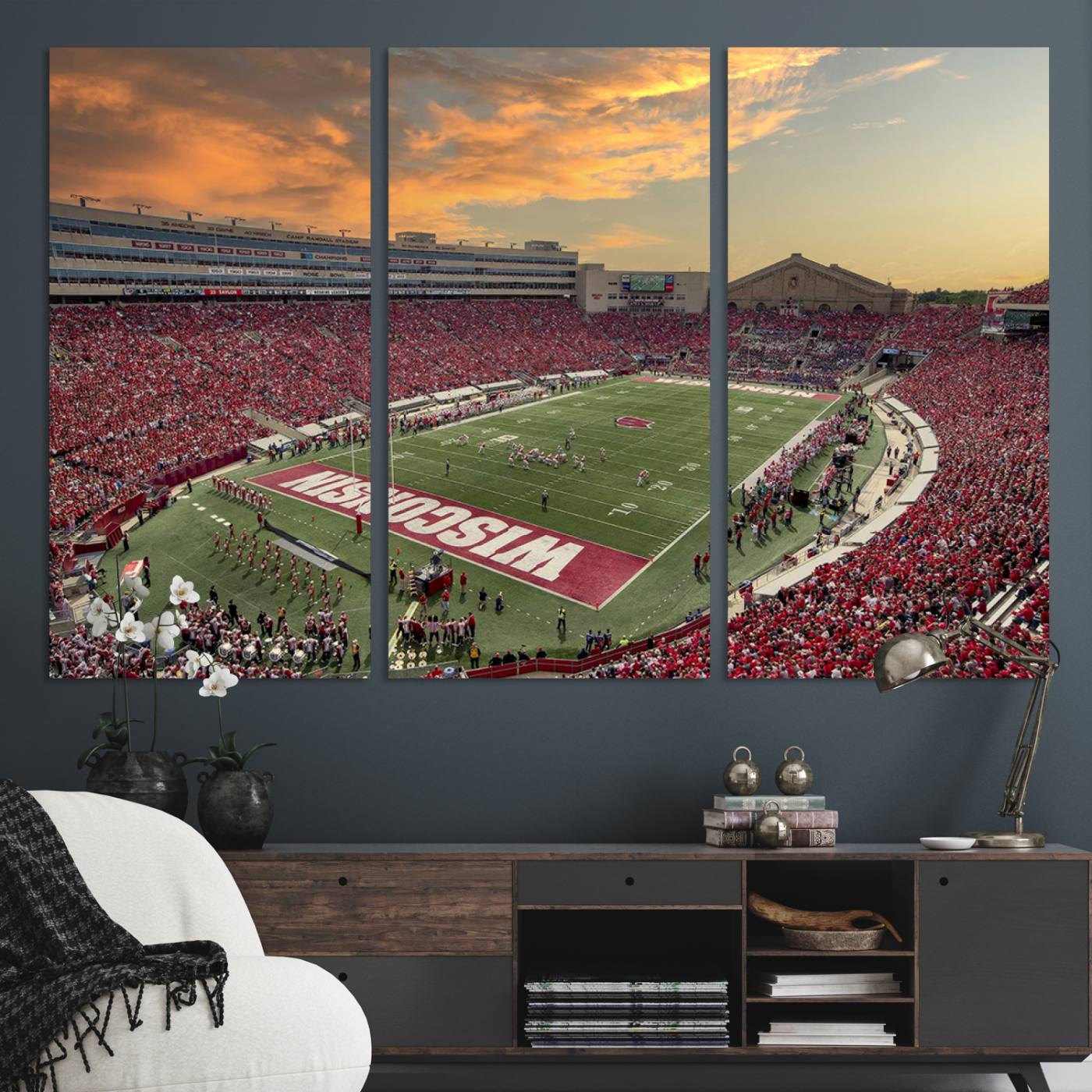 Camp Randall Stadium Wisconsin Badgers Large Wall Art Canvas Print | College Football Stadium Wall Decor