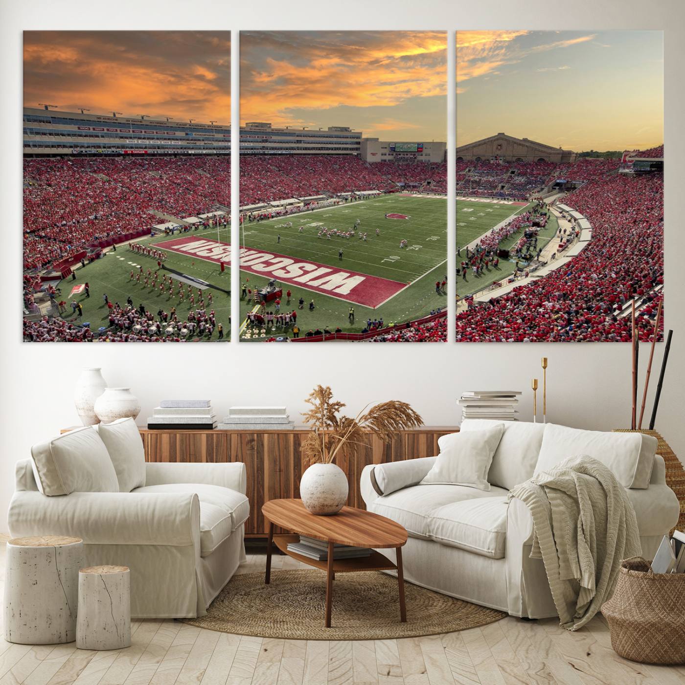 Camp Randall Stadium Wisconsin Badgers Large Wall Art Canvas Print | College Football Stadium Wall Decor