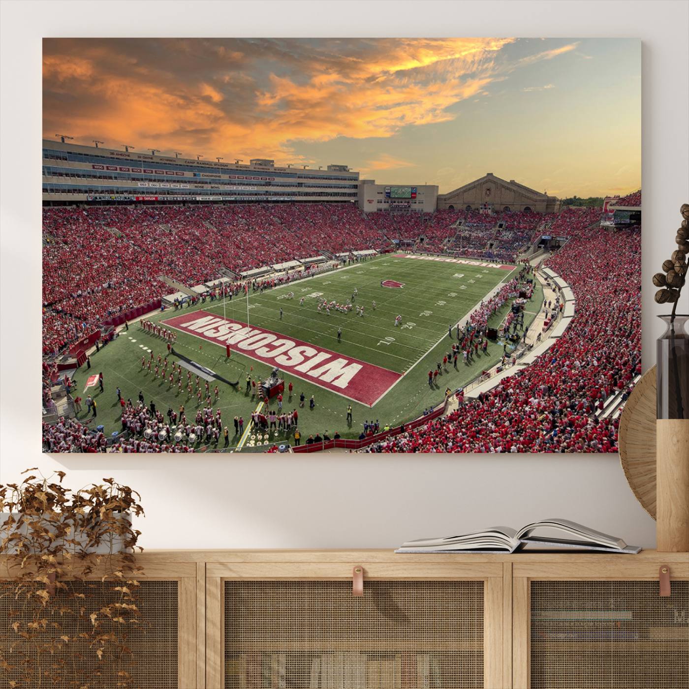 Camp Randall Stadium Wisconsin Badgers Large Wall Art Canvas Print | College Football Stadium Wall Decor