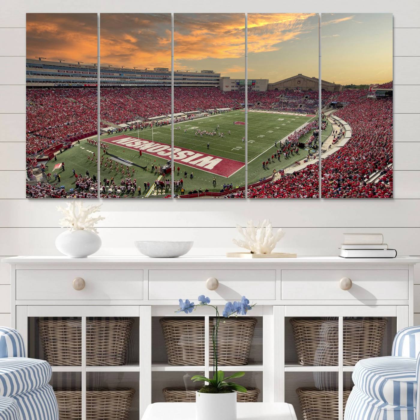 41472-MGV-CV-60X31-5P-Camp Randall Stadium Wisconsin Badgers Large Wall Art Canvas Print | College Football Stadium Wall Decor