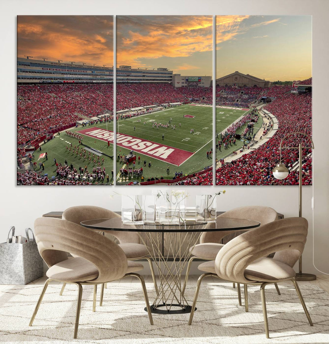Camp Randall Stadium Wisconsin Badgers Large Wall Art Canvas Print | College Football Stadium Wall Decor
