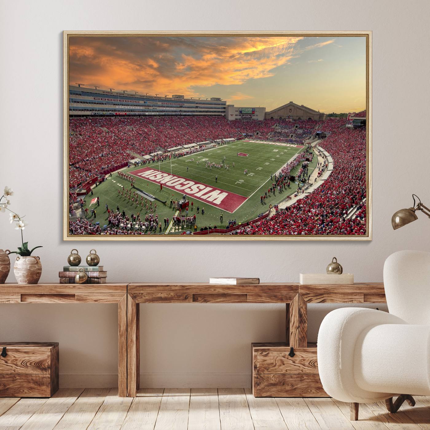 41472-MGV-FC-36X24_Natural-Camp Randall Stadium Wisconsin Badgers Large Wall Art Canvas Print | College Football Stadium Wall Decor