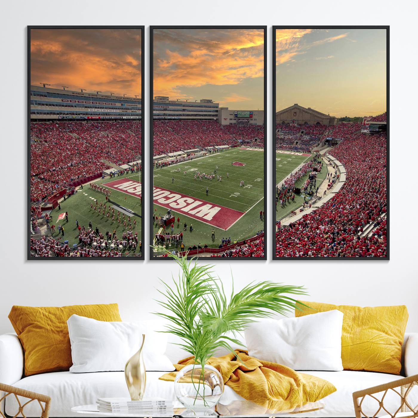 41472-MGV-FC-48X32-3P_Black-Camp Randall Stadium Wisconsin Badgers Large Wall Art Canvas Print | College Football Stadium Wall Decor