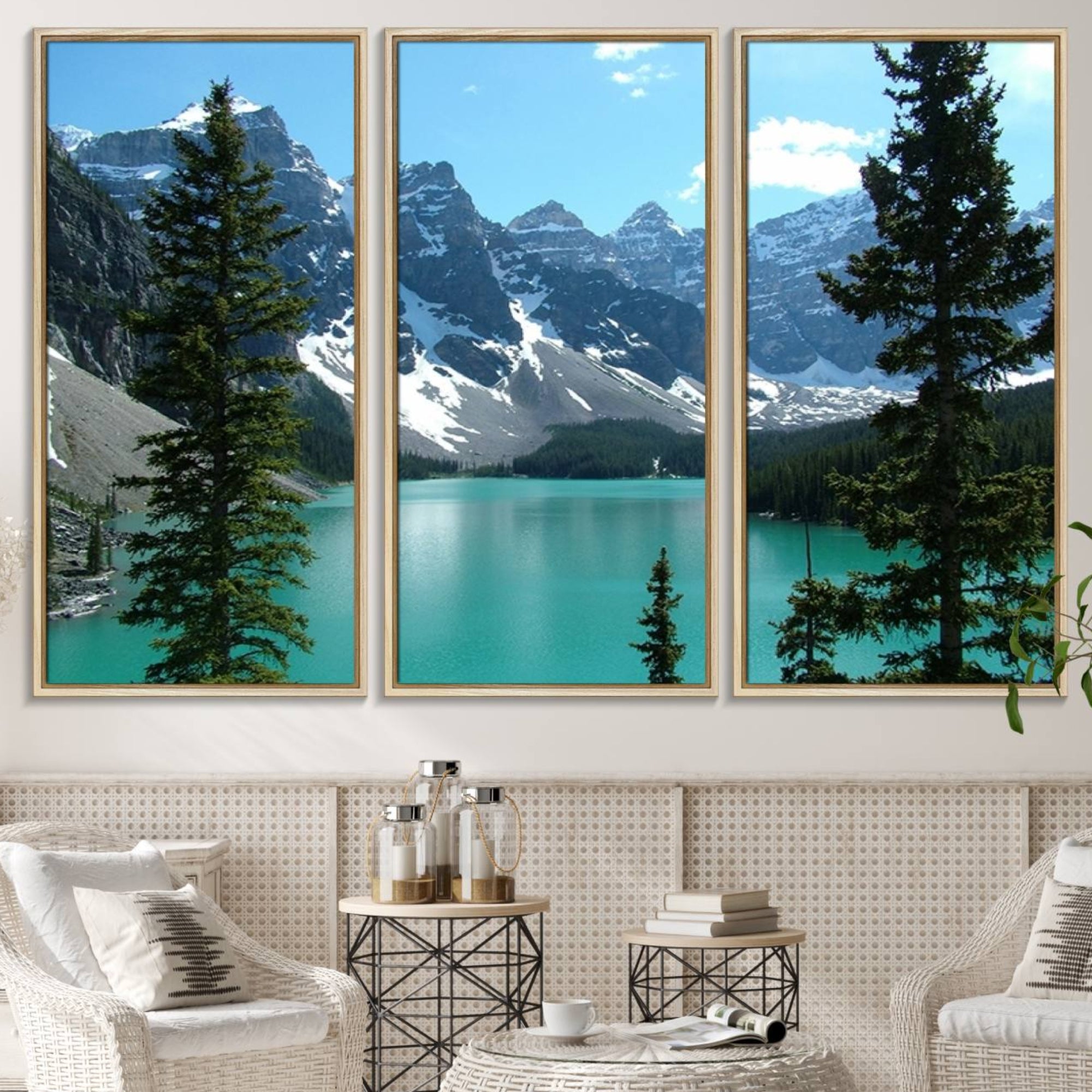77348-MGV-CV-36X24-Canadian Rockies Moraine Lake Landscape Canvas Print, Turquoise Lake & Mountain View Wall Art, Ready
