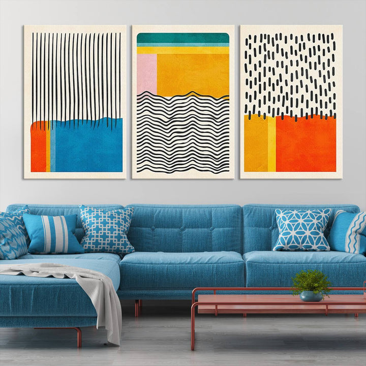 Canvas Print Wall Art Abstract Illustrs Art Boho, Framed Abstract Boho Art