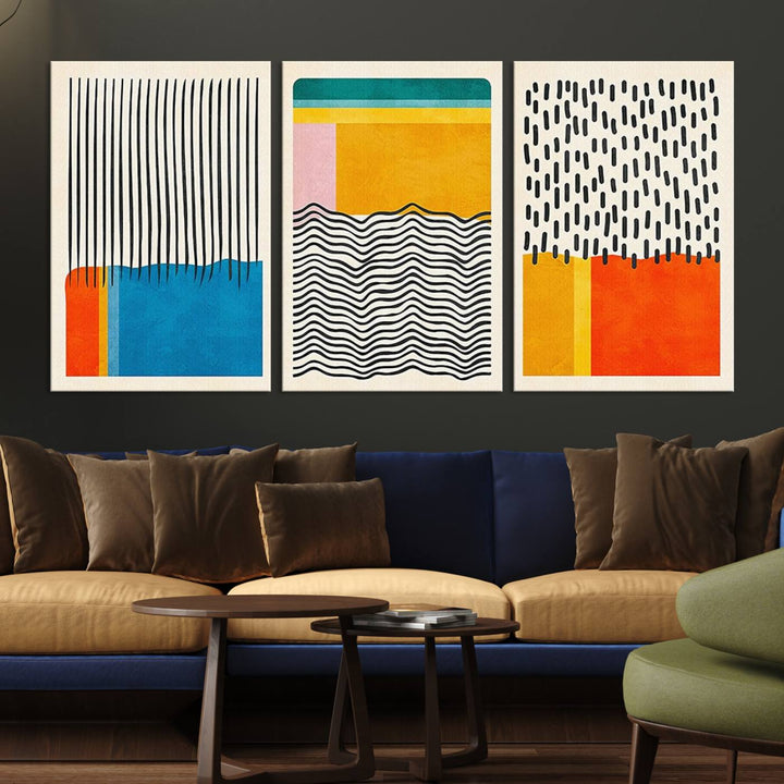 Canvas Print Wall Art Abstract Illustrs Art Boho, Framed Abstract Boho Art