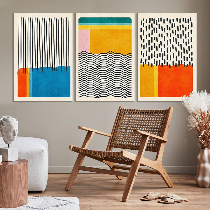 Canvas Print Wall Art Abstract Illustrs Art Boho, Framed Abstract Boho Art