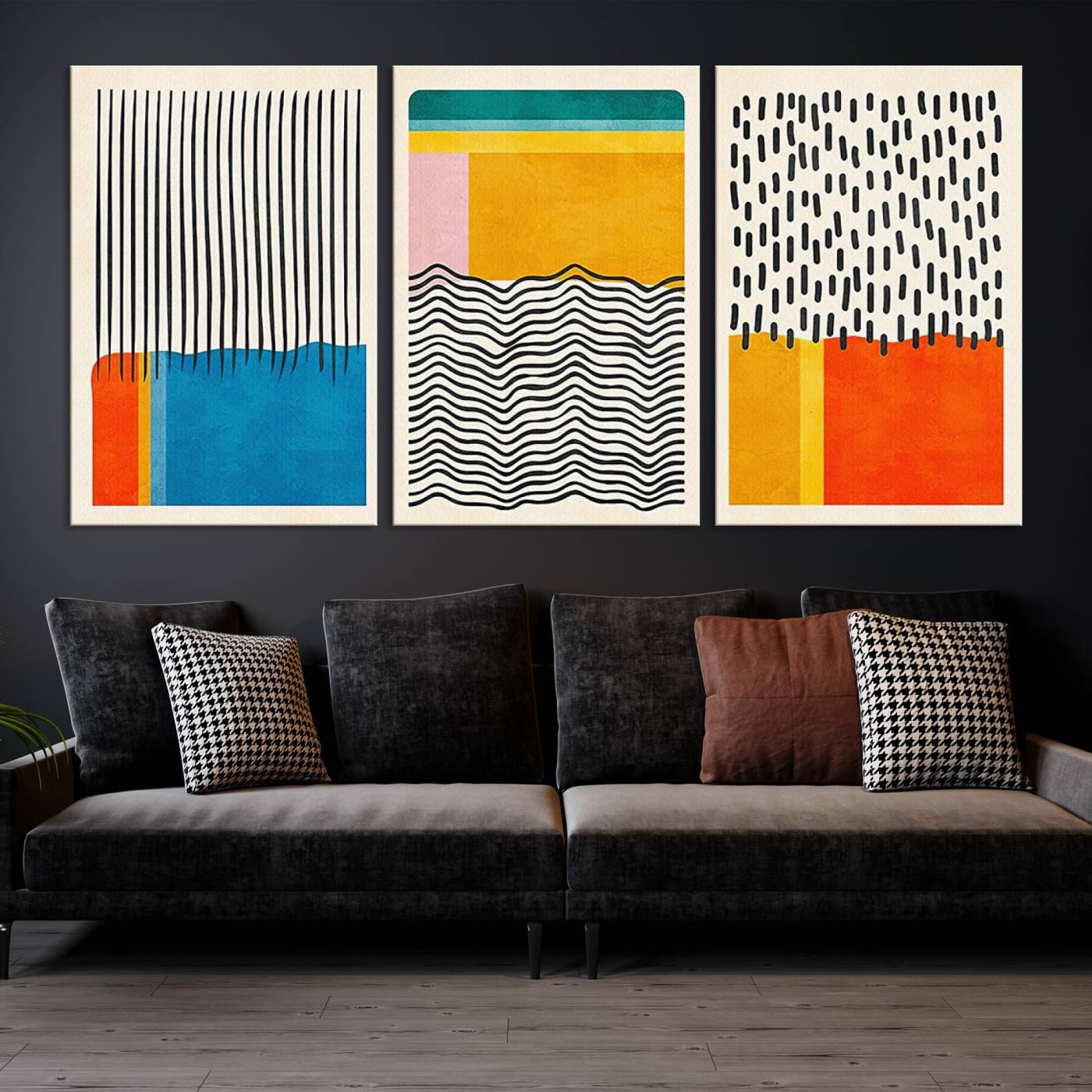 85253-MGV-CV-60X30-3P-Canvas Print Wall Art Abstract Illustrs Art Boho, Framed Abstract Boho Art