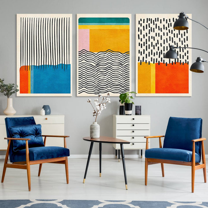 Canvas Print Wall Art Abstract Illustrs Art Boho, Framed Abstract Boho Art