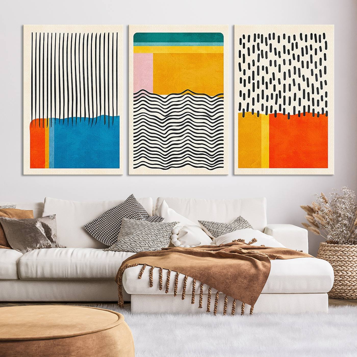 85253-MGV-CV-60X30-3P-Canvas Print Wall Art Abstract Illustrs Art Boho, Framed Abstract Boho Art