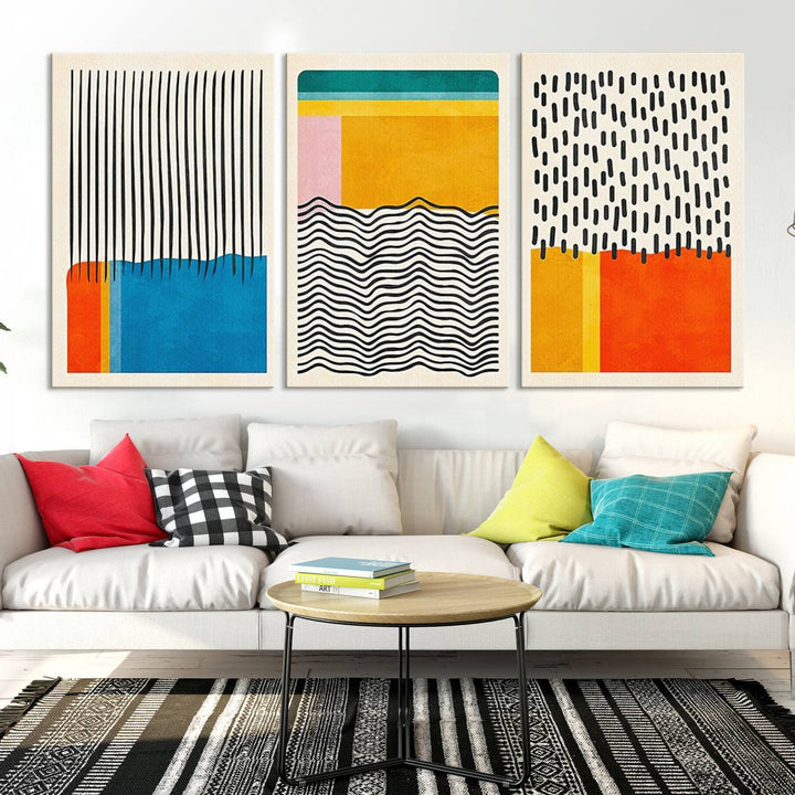 Canvas Print Wall Art Abstract Illustrs Art Boho, Framed Abstract Boho Art