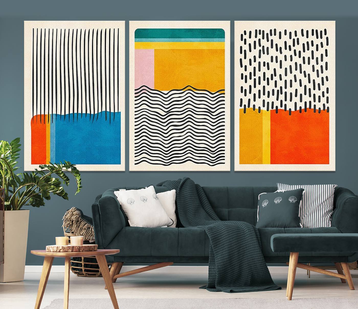 85253-MGV-CV-60X30-3P-Canvas Print Wall Art Abstract Illustrs Art Boho, Framed Abstract Boho Art