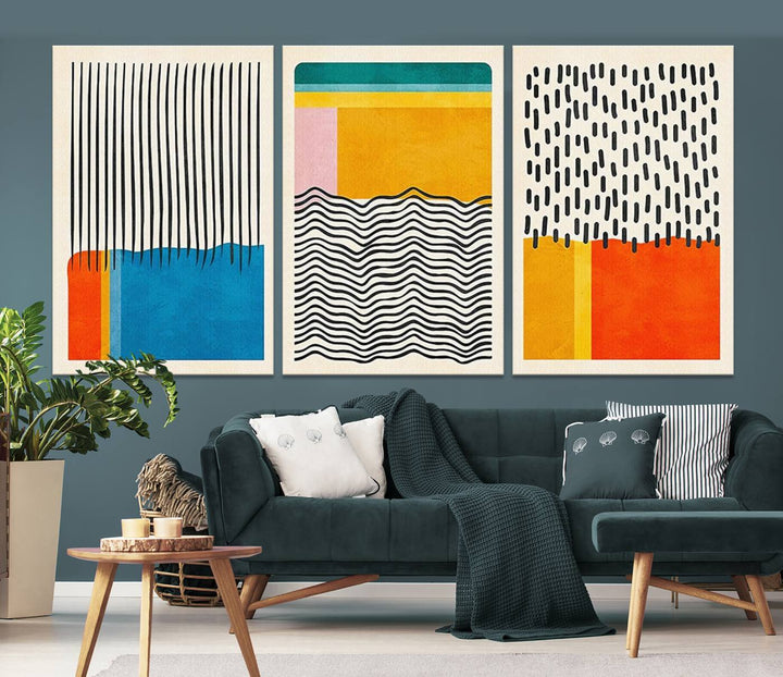 Canvas Print Wall Art Abstract Illustrs Art Boho, Framed Abstract Boho Art