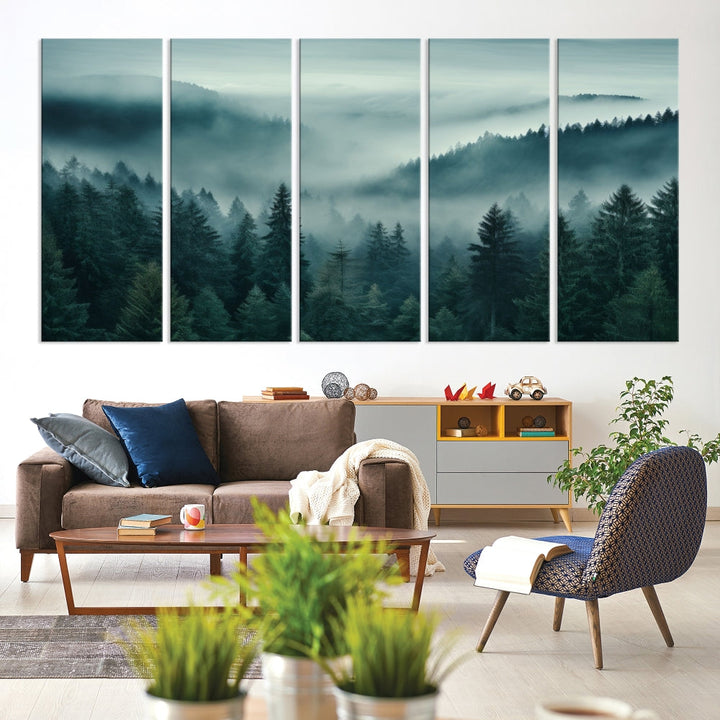 Edit-Images-Captivating Misty Foggy Forest Wall Art Premium Canvas Print