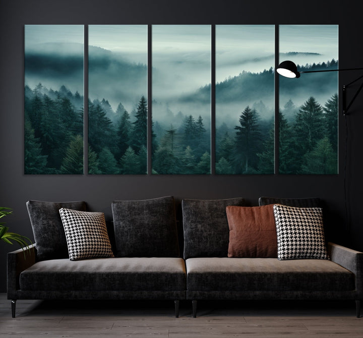 Edit-Images-Captivating Misty Foggy Forest Wall Art Premium Canvas Print