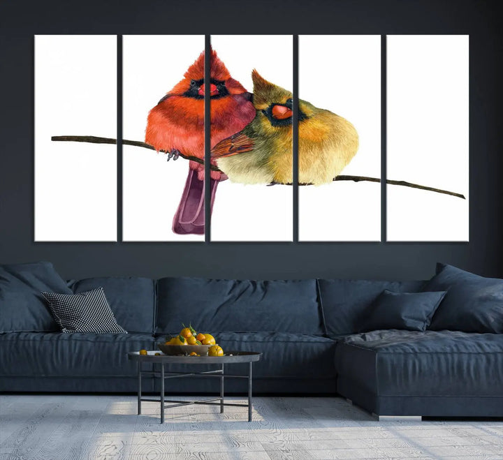 The "Cardinal Bird Canvas Wall Art," showcasing both a male and female cardinal, introduces a vibrant touch of wildlife-inspired decor.