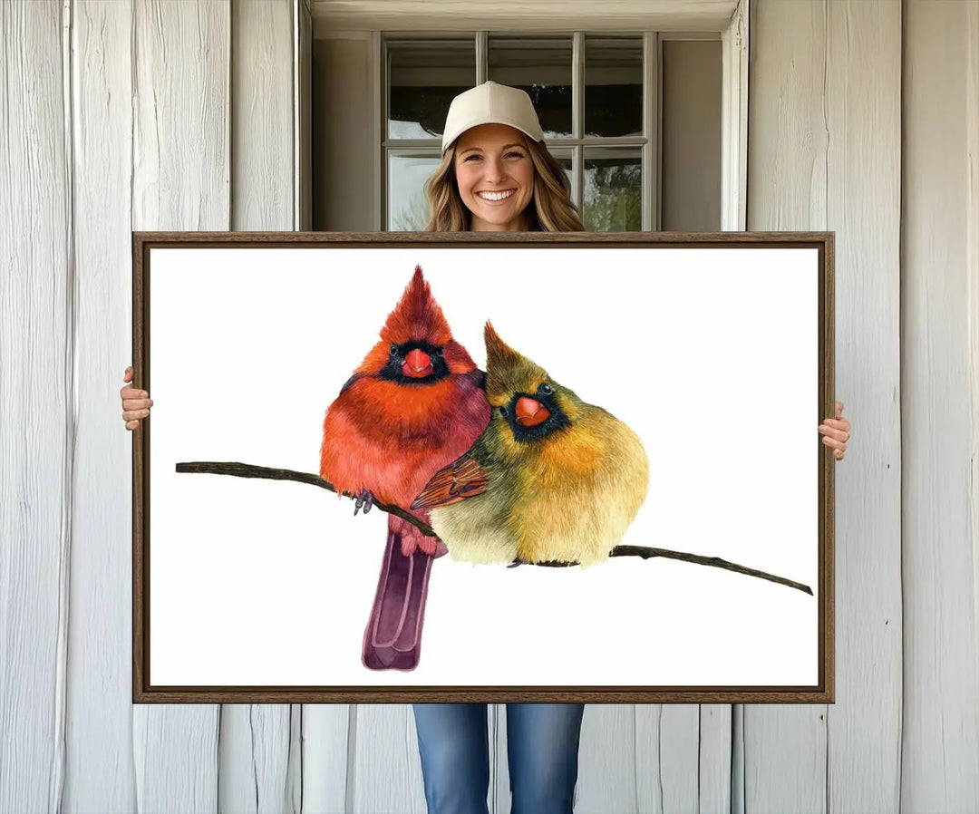 The "Cardinal Bird Canvas Wall Art," showcasing both a male and female cardinal, introduces a vibrant touch of wildlife-inspired decor.