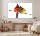 67752-MGV-CV-36X24-Cardinal Bird Canvas Wall Art - Male and Female Cardinal Print - Nature-Inspired Bird Wall Decor for Home - Vibrant Wildlife Art on Canvas