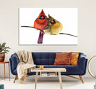 67752-MGV-CV-36X24-Cardinal Bird Canvas Wall Art - Male and Female Cardinal Print - Nature-Inspired Bird Wall Decor for Home - Vibrant Wildlife Art on Canvas