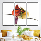 67752-MGV-FC-48X32-3P_Black-Cardinal Bird Canvas Wall Art - Male and Female Cardinal Print - Nature-Inspired Bird Wall Decor for Home - Vibrant Wildlife Art on Canvas