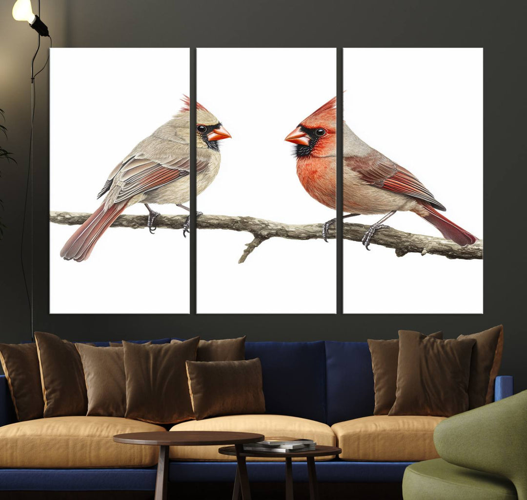 Cardinal Canvas Wall Art - Male and Female Cardinal Print - Nature-Inspired Bird Wall Decor for Home - Vibrant Wildlife Art on Canvas