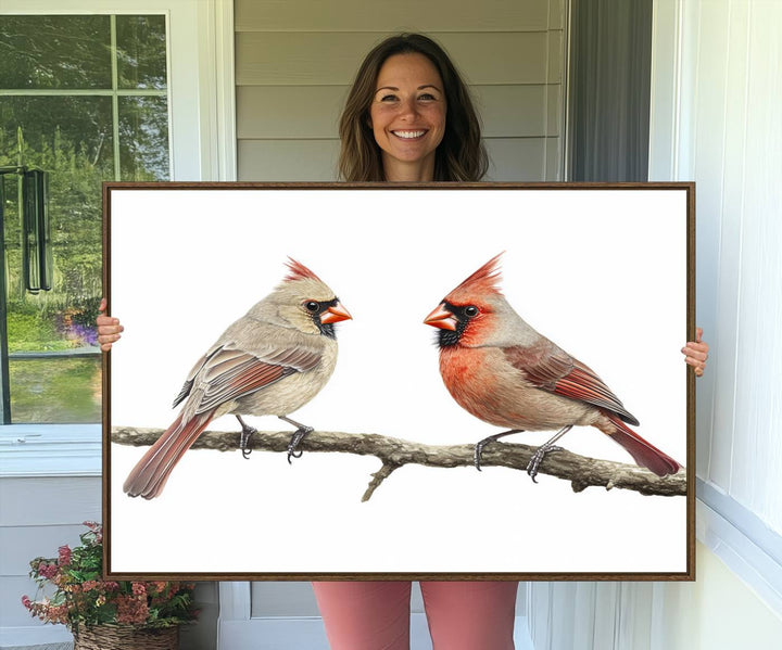 Cardinal Canvas Wall Art - Male and Female Cardinal Print - Nature-Inspired Bird Wall Decor for Home - Vibrant Wildlife Art on Canvas