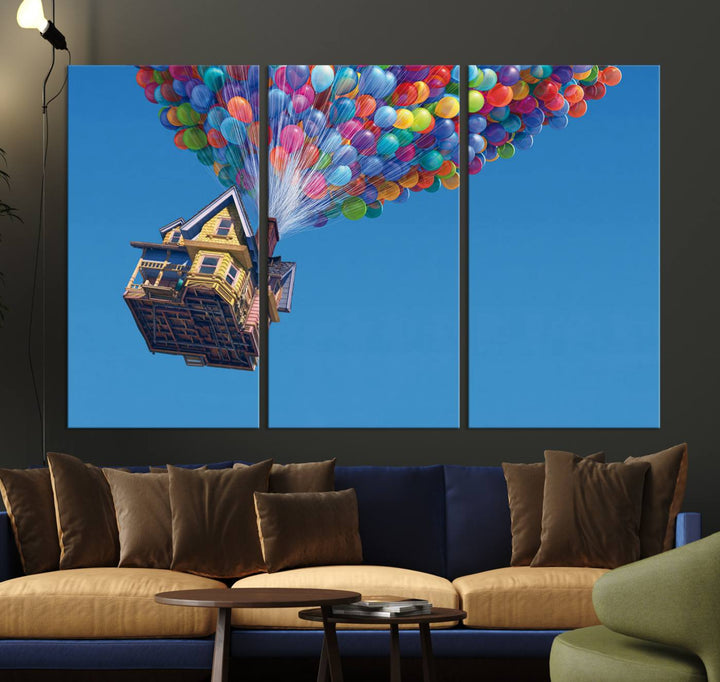 Carl Fredricksen, Up Movie Wall Art, Balloons Wall Art, Air Balloons for Kids Room Print