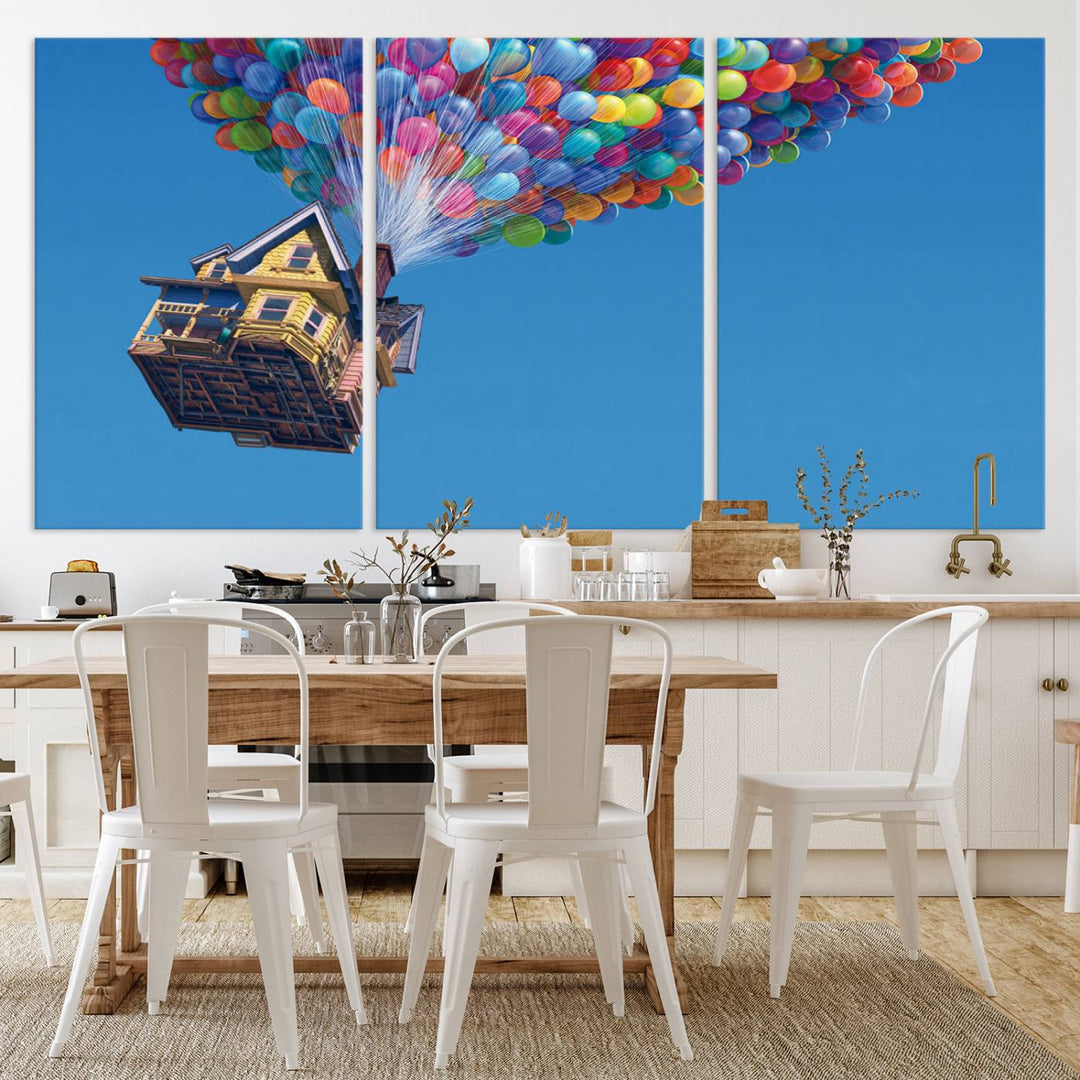 98607-MGV-CV-36X24-Carl Fredricksen, Up Movie Wall Art, Balloons Wall Art, Air Balloons for Kids Room Print