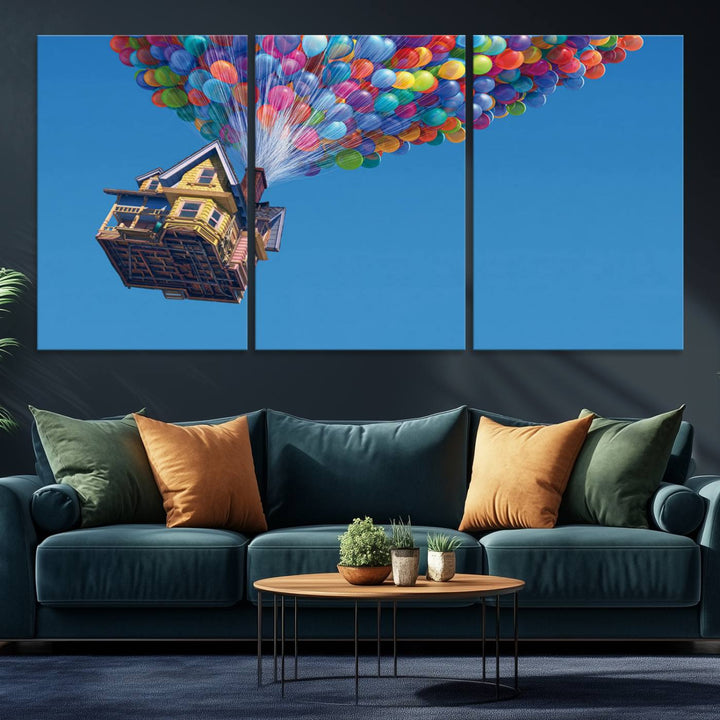 98607-MGV-CV-36X24-Carl Fredricksen, Up Movie Wall Art, Balloons Wall Art, Air Balloons for Kids Room Print